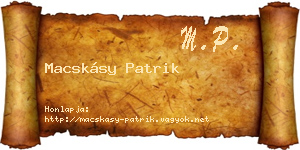 Macskásy Patrik névjegykártya