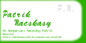 patrik macskasy business card